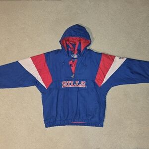 Vintage Starter Buffalo Bills Pullover Jacket Will Embroidered Logos